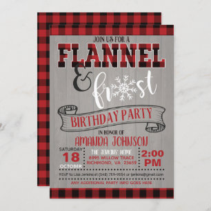 Flannel and Frost Birthday Party Invitation - GR