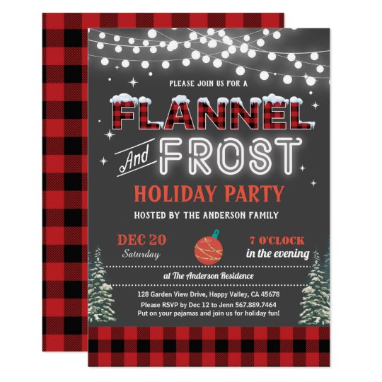 Flannel and frost Christmas holiday party adult Invitation | Zazzle.com