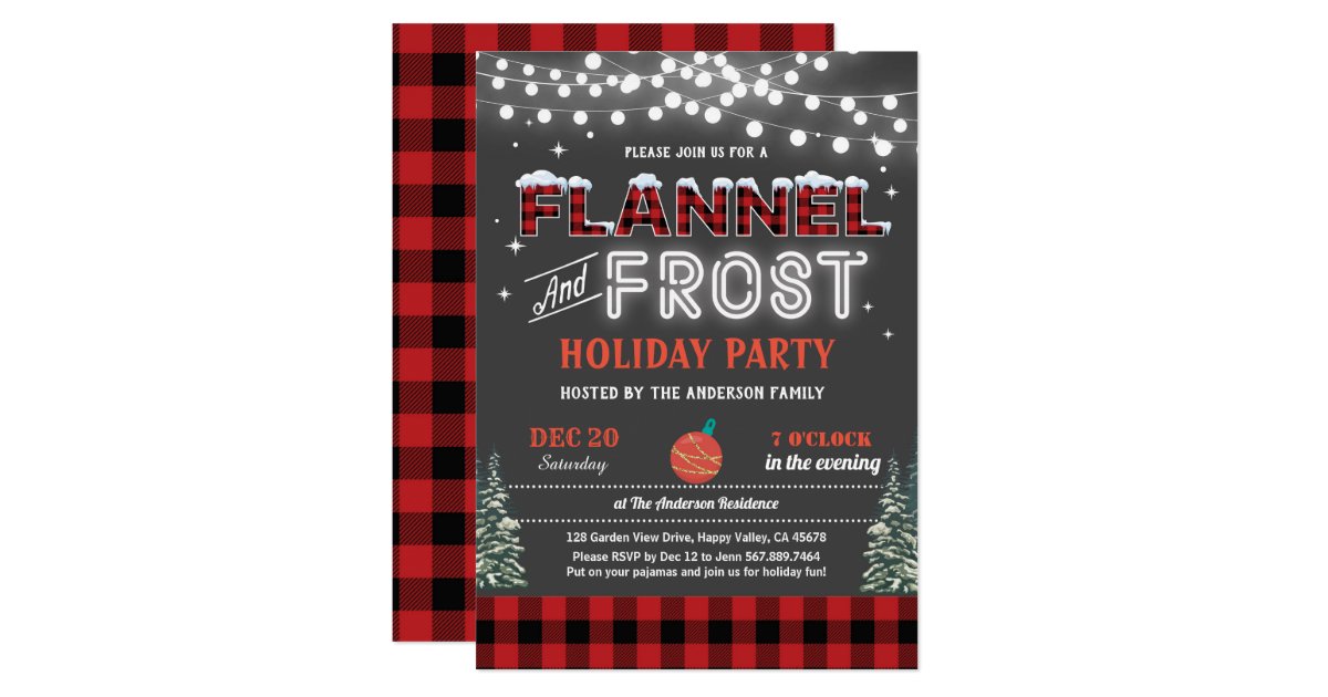 Flannel and frost Christmas holiday party adult Invitation | Zazzle.com