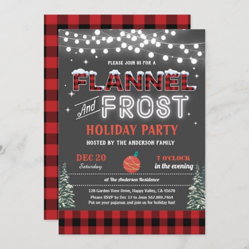 Flannel and frost Christmas holiday party adult Invitation