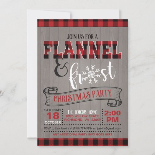 Flannel and Frost Christmas Party Invitation | Zazzle