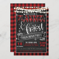 Flannel and Frost Christmas Party Invitation Red/L