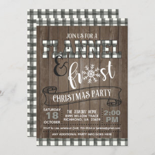 Flannel and Frost Christmas Party Invitation Wht/W