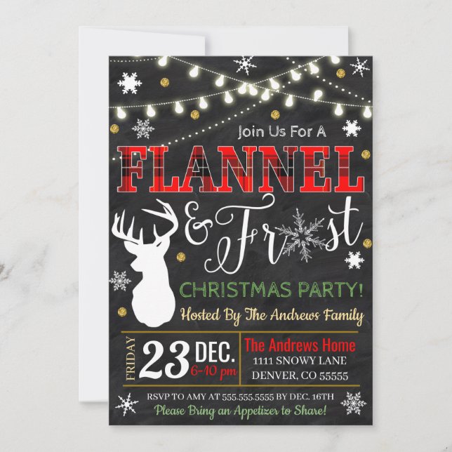 Flannel and Frost Holiday Invitation (Front)
