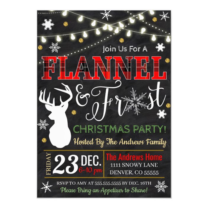 Flannel and Frost Holiday Invitation | Zazzle.com
