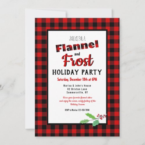 Flannel and Frost Holiday Party Invitation