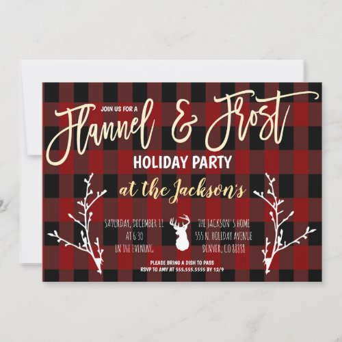 Flannel and Frost Holiday Party Invitation