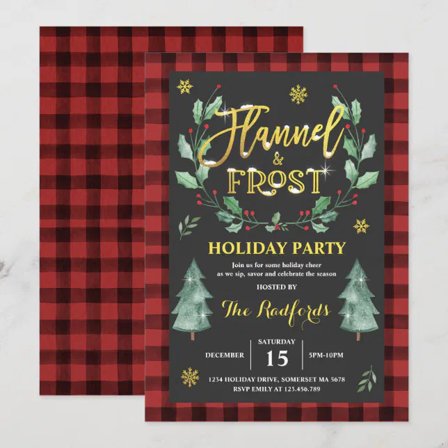 Flannel And Frost Holiday Party Invitation | Zazzle