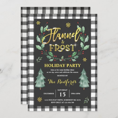 Flannel And Frost Holiday Party Invitation