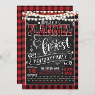 Flannel and Frost Holiday Party Invitation Lights