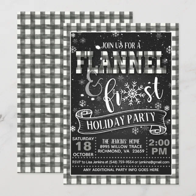 Flannel and Frost Holiday Party Invitation White | Zazzle