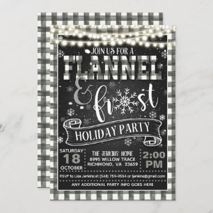 Flannel and Frost Holiday Party Invitation Wht/L