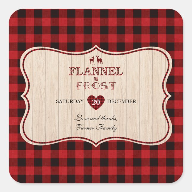Flannel and Frost Lumberjack Christmas Holiday Square Sticker (Front)