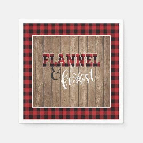 Flannel and Frost Paper Napkin _ Red _ Wood