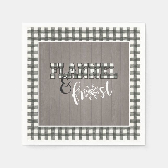 Flannel and Frost Paper Napkin - White - Gray Wood (Front)