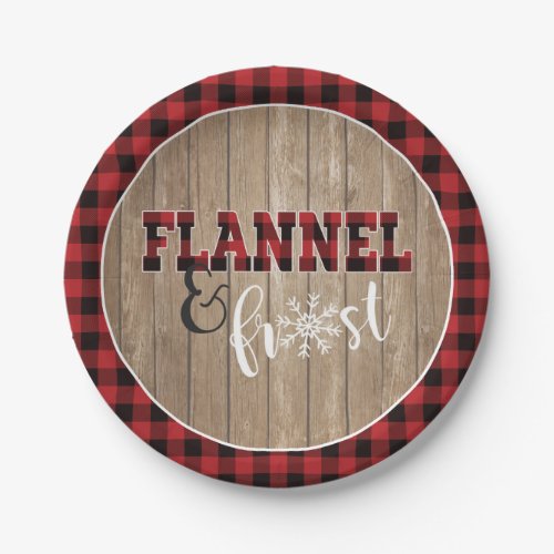 Flannel and Frost Paper Plate _ Red _ Wood