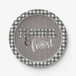 Flannel and Frost Paper Plate - White - Gray Wood