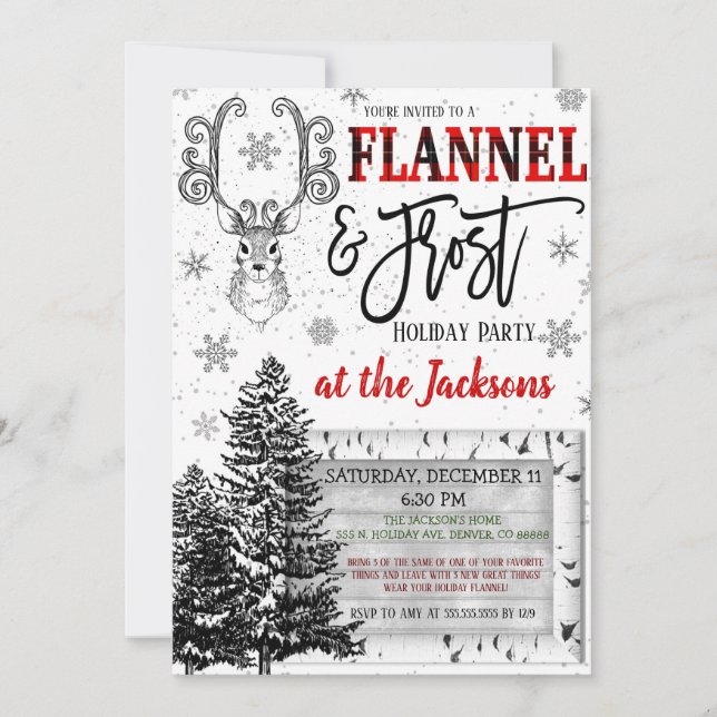 Flannel and Frost Party Invitation (Front)