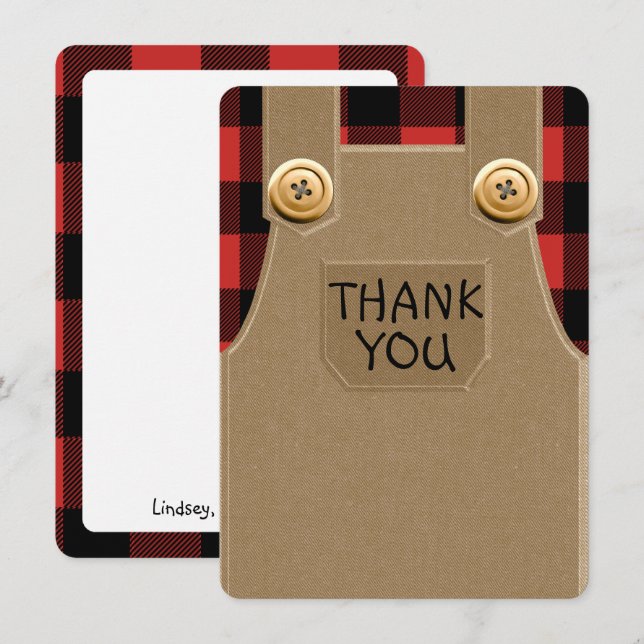 Flannel and Overalls Thank You Card (Front/Back)