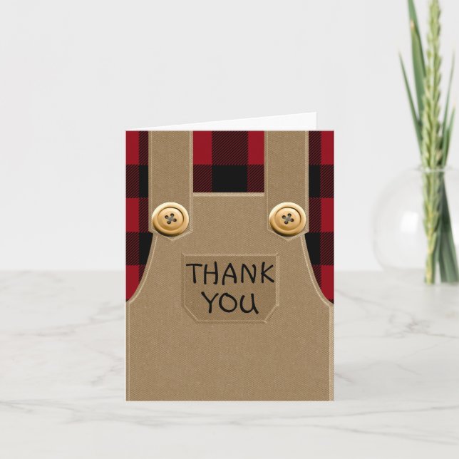 Flannel and Overalls Thank You Note Card (Front)