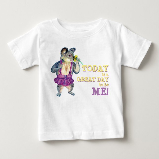 Flannel Animal- Koala-great day to be me Baby T-Shirt (Front)