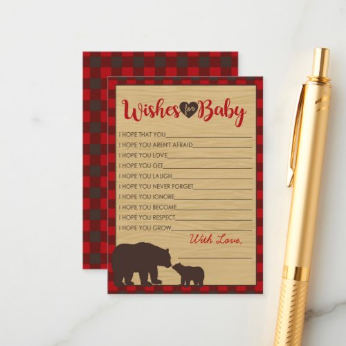 Flannel Baby Shower Wishes For Baby Advice Cards
