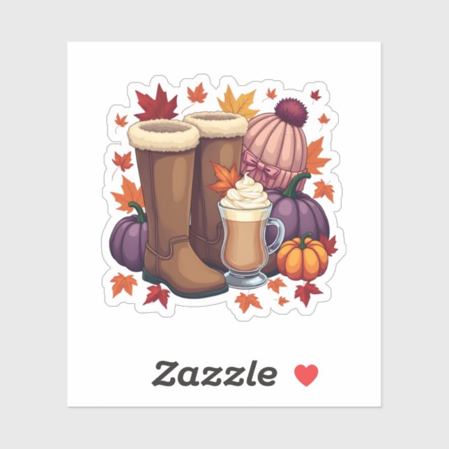 Flannel Boots Pumpkin Spice Latte Autumn Fall  Sticker (Sheet)