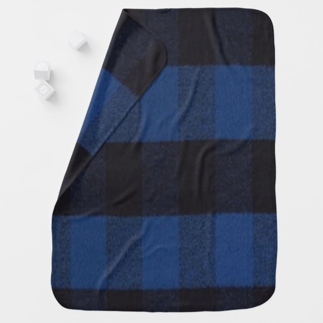 Flannel Buffalo Plaid Blue lumberjack texture Baby Blanket (In Situ)