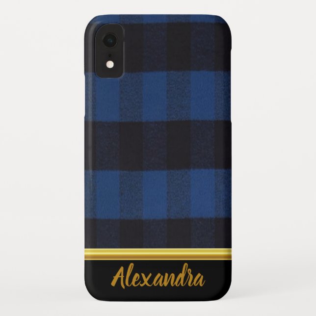 Flannel Buffalo Plaid Blue  lumberjack texture Case-Mate iPhone Case (Back)