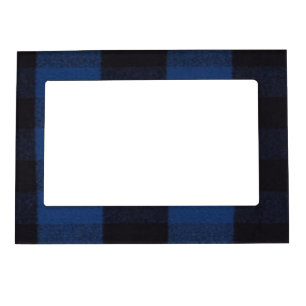 Flannel Buffalo Plaid Blue lumberjack texture Magnetic Frame