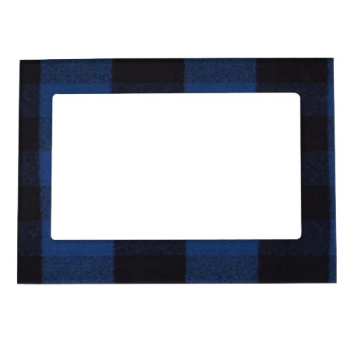 Flannel Buffalo Plaid Blue lumberjack texture Magnetic Frame