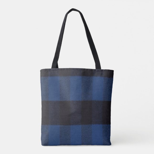 Flannel Buffalo Plaid Blue lumberjack texture Tote Bag (Back)