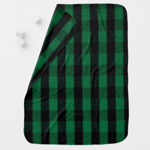 Flannel Buffalo Plaid Green lumberjack texture Baby Blanket