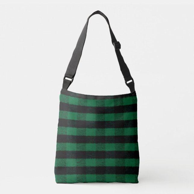 Flannel Buffalo Plaid Green lumberjack texture Crossbody Bag (Front)