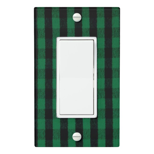 Flannel Buffalo Plaid Green lumberjack texture Light Switch Cover (In Situ)
