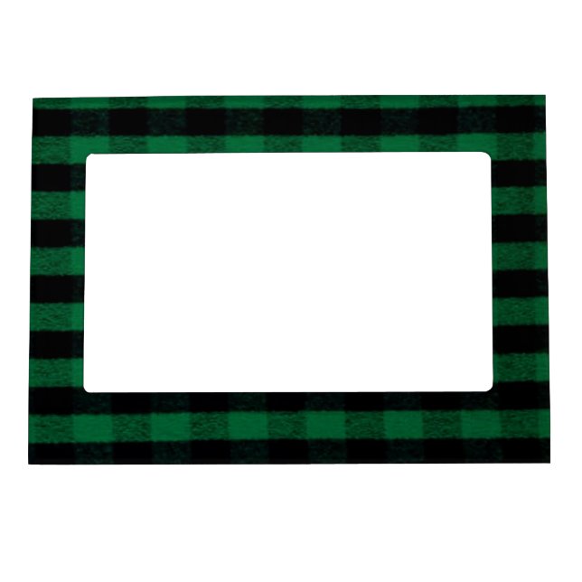 Flannel Buffalo Plaid Green lumberjack texture Magnetic Frame (Front)