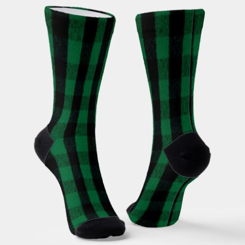 Flannel Buffalo Plaid Green lumberjack texture  Socks