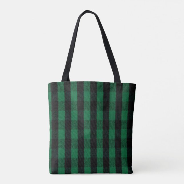 Flannel Buffalo Plaid Green lumberjack texture Tote Bag (Back)