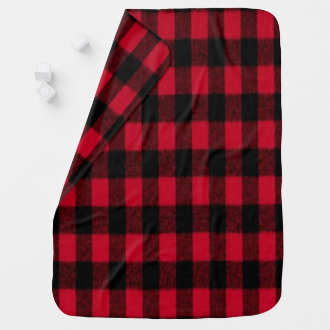 Flannel Buffalo Plaid Red lumberjack texture Baby Blanket (In Situ)