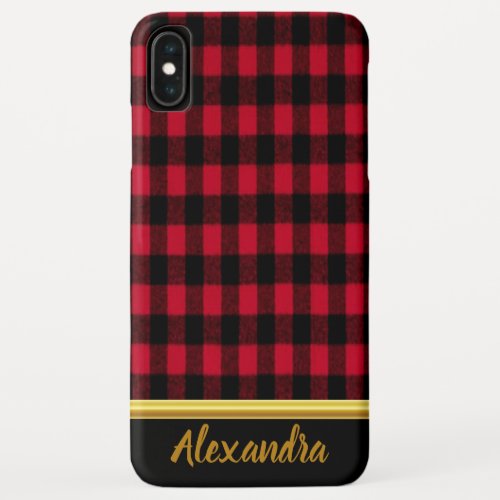 Flannel Buffalo Plaid Red lumberjack texture iPhone XS Max Case