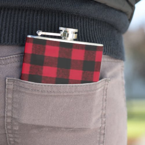 Flannel Buffalo Plaid Red lumberjack texture Flask