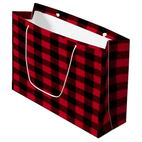 Flannel Buffalo Plaid Red lumberjack texture Large Gift Bag