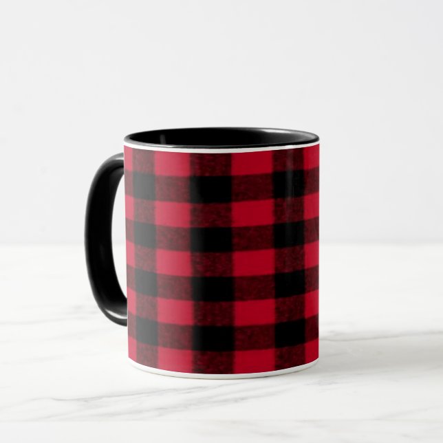 Flannel Buffalo Plaid Red lumberjack texture Mug (Front Left)