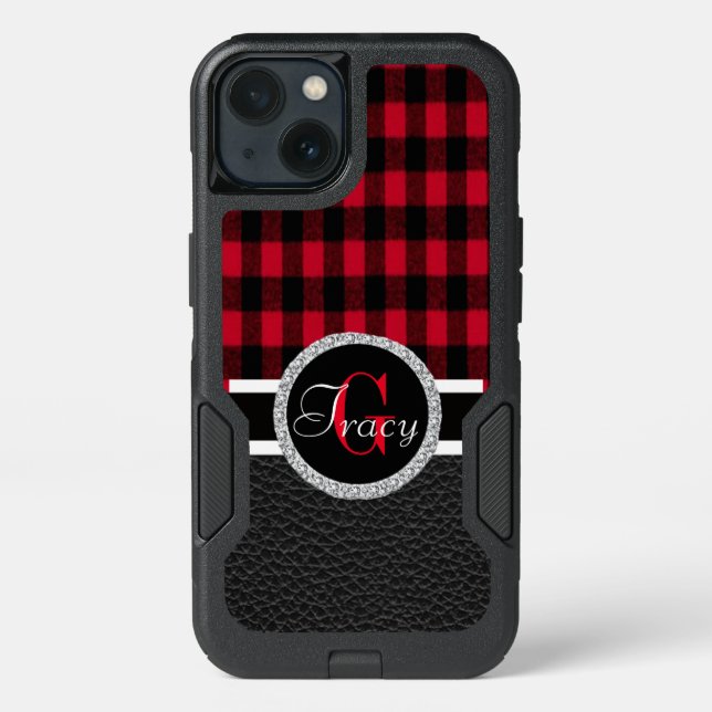 Flannel Buffalo Plaid Red lumberjack texture Otterbox iPhone Case (Back)