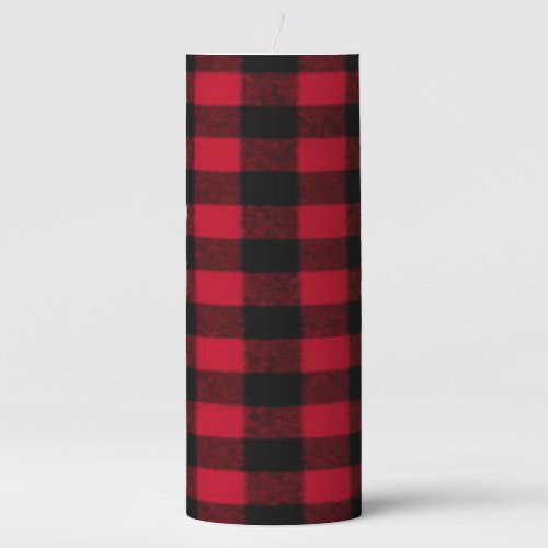 Flannel Buffalo Plaid Red lumberjack texture Pillar Candle