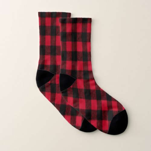 Flannel Buffalo Plaid Red lumberjack texture Socks