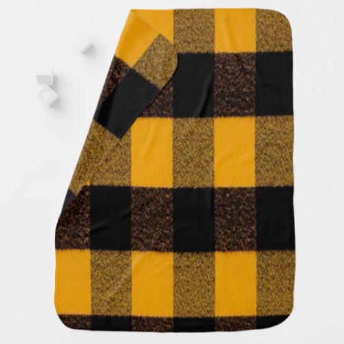 Flannel Buffalo Plaid Yellow lumberjack texture Baby Blanket