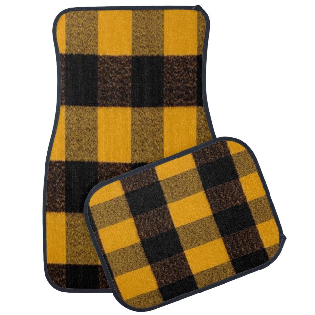 Flannel Buffalo Plaid Yellow lumberjack texture Car Floor Mat (Set)