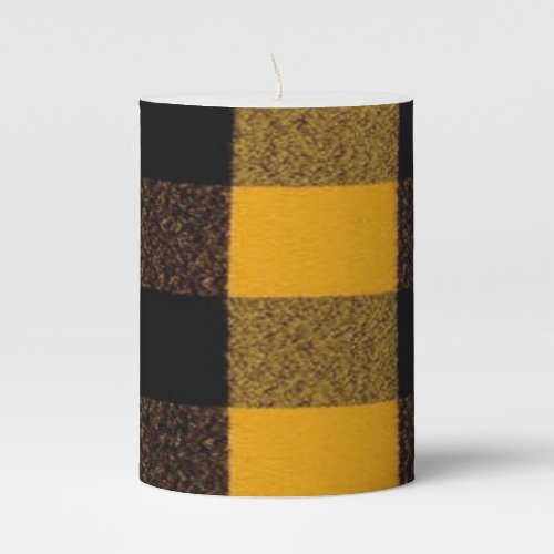 Flannel Buffalo Plaid Yellow lumberjack texture Pillar Candle