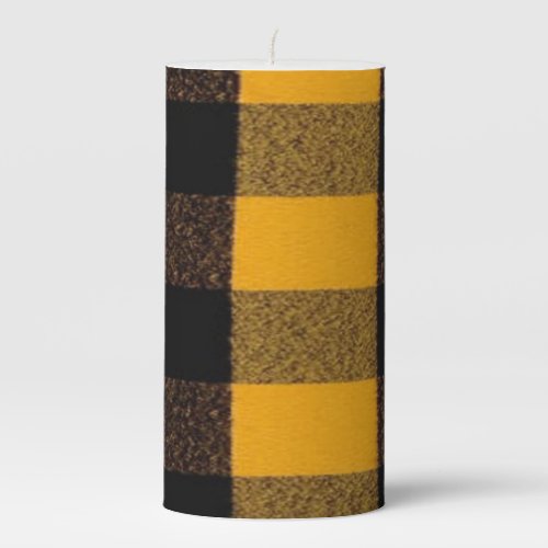 Flannel Buffalo Plaid Yellow lumberjack texture Pillar Candle